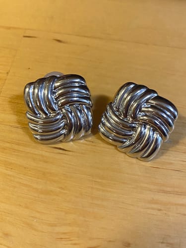 Customer photo review of Knot Link Clip On Earrings in Silver