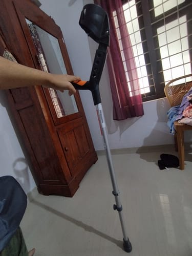 Customer photo review of Astra Plus Crutch with Height Adjustable Elbow Support & Movable Arm Cuff, Light Weight- Single Piece (Grey)