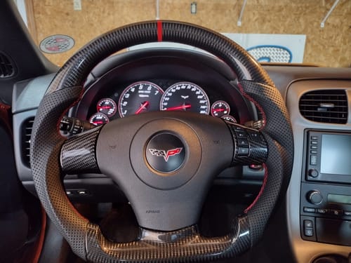 Customer photo review of Genuine Carbon Fiber Steering Wheel With Button Trim For C6 Corvette 2006-2011