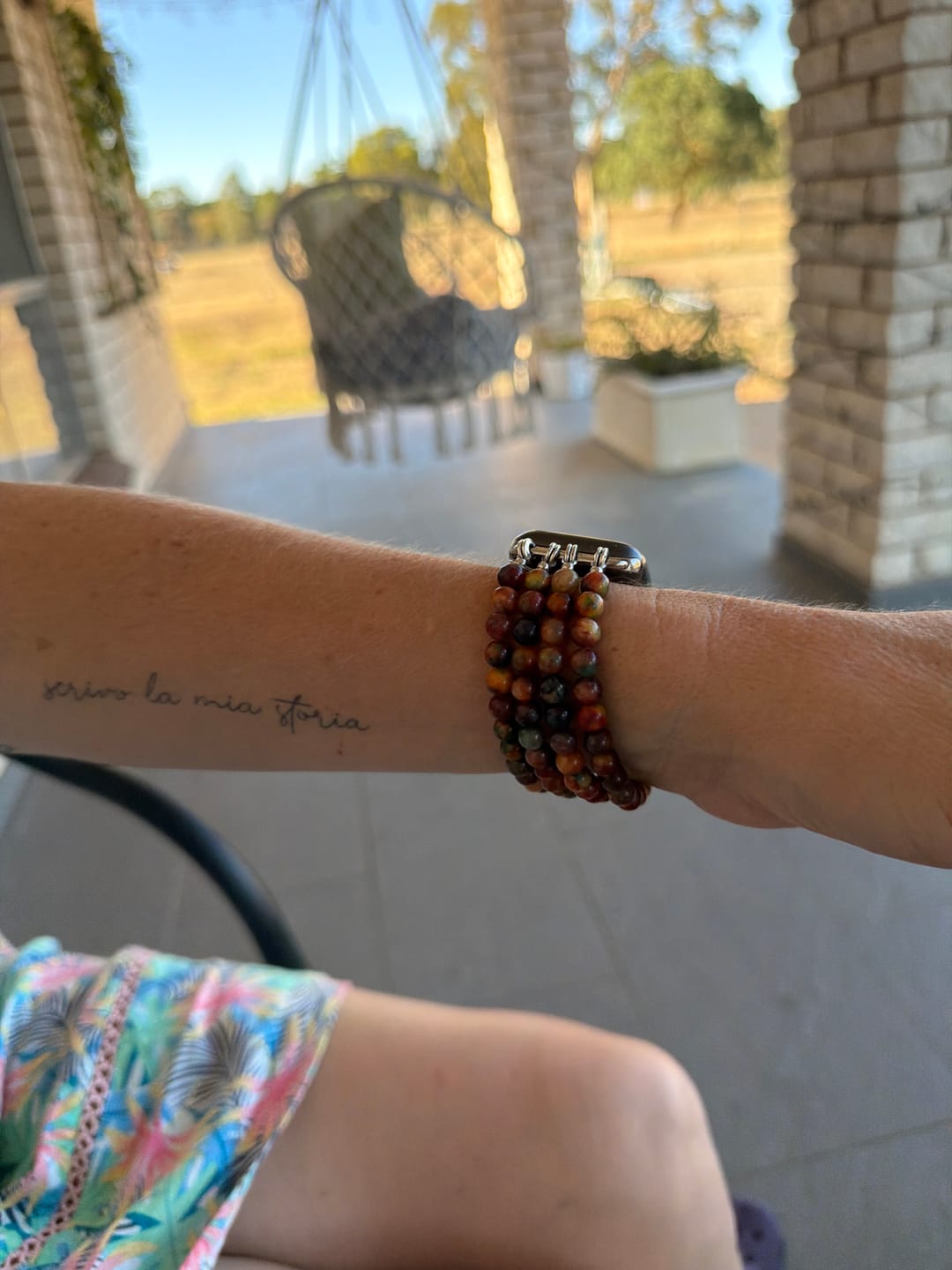 Customer photo review of Olivenorma Rose Quartz Beaded Apple Watch Strap