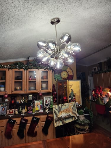 Customer photo review of Glam Dark Pearl Sputnik Smoked Glass Bubble Chandelier Light Fixture