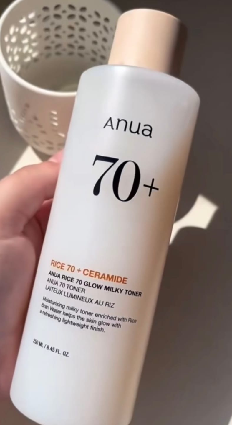 Customer photo review of Pieniņveida toniks mirdzuma piešķiršanai ādai ar rīsiem Anua Rice 70 Glow Milky Toner