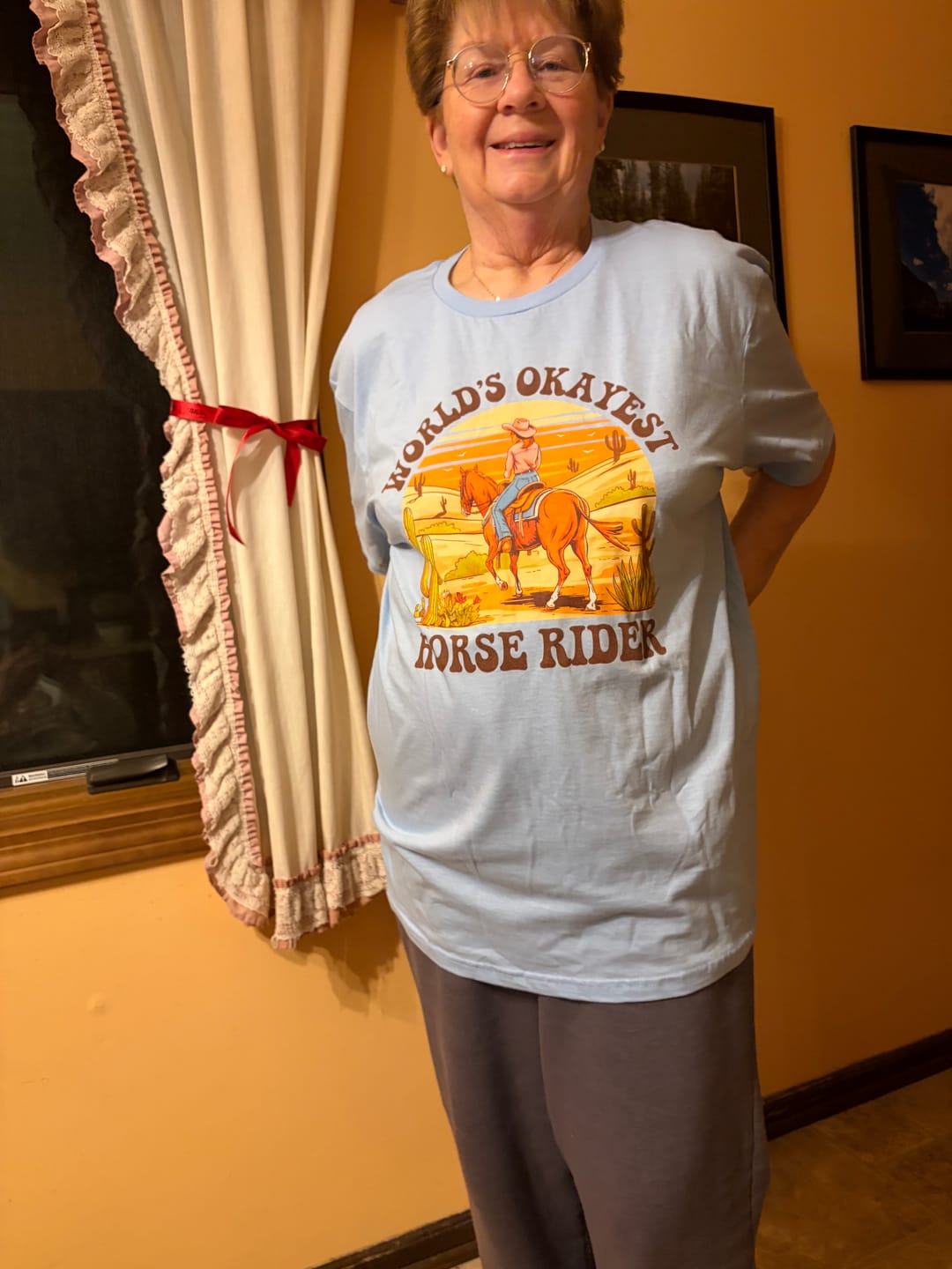 Customer photo review of Okayest Horse Rider T-shirt