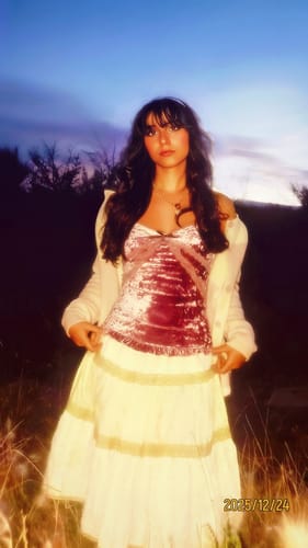 Customer photo review of [Rose Island] Fairy Spirit Velvet Tank Linen Top