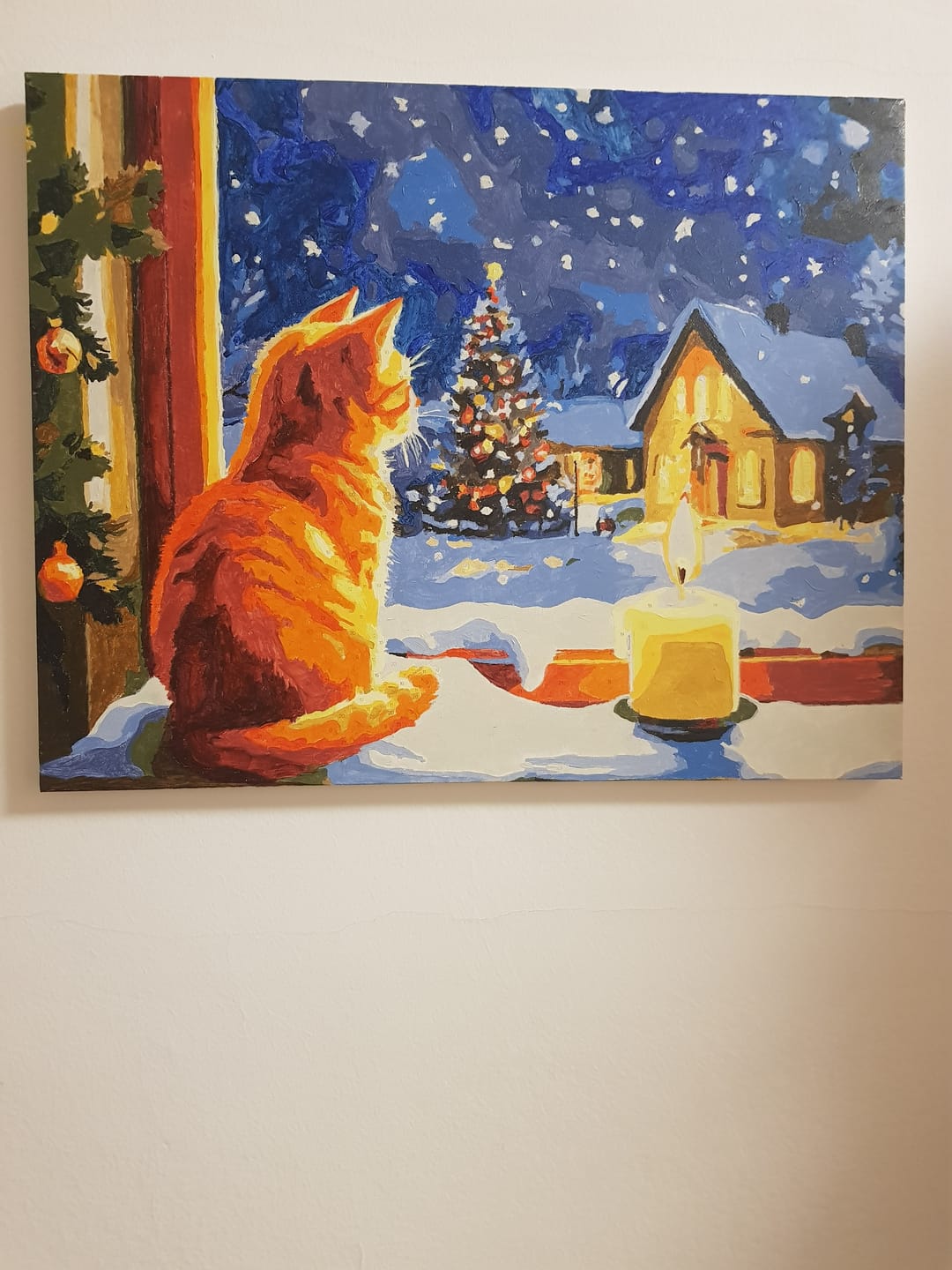 Customer photo review of Malen nach Zahlen -  Katze am Fenster zu Weihnachten