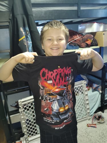 Customer photo review of Chopping Mall: An Arm and a Leg T-Shirt