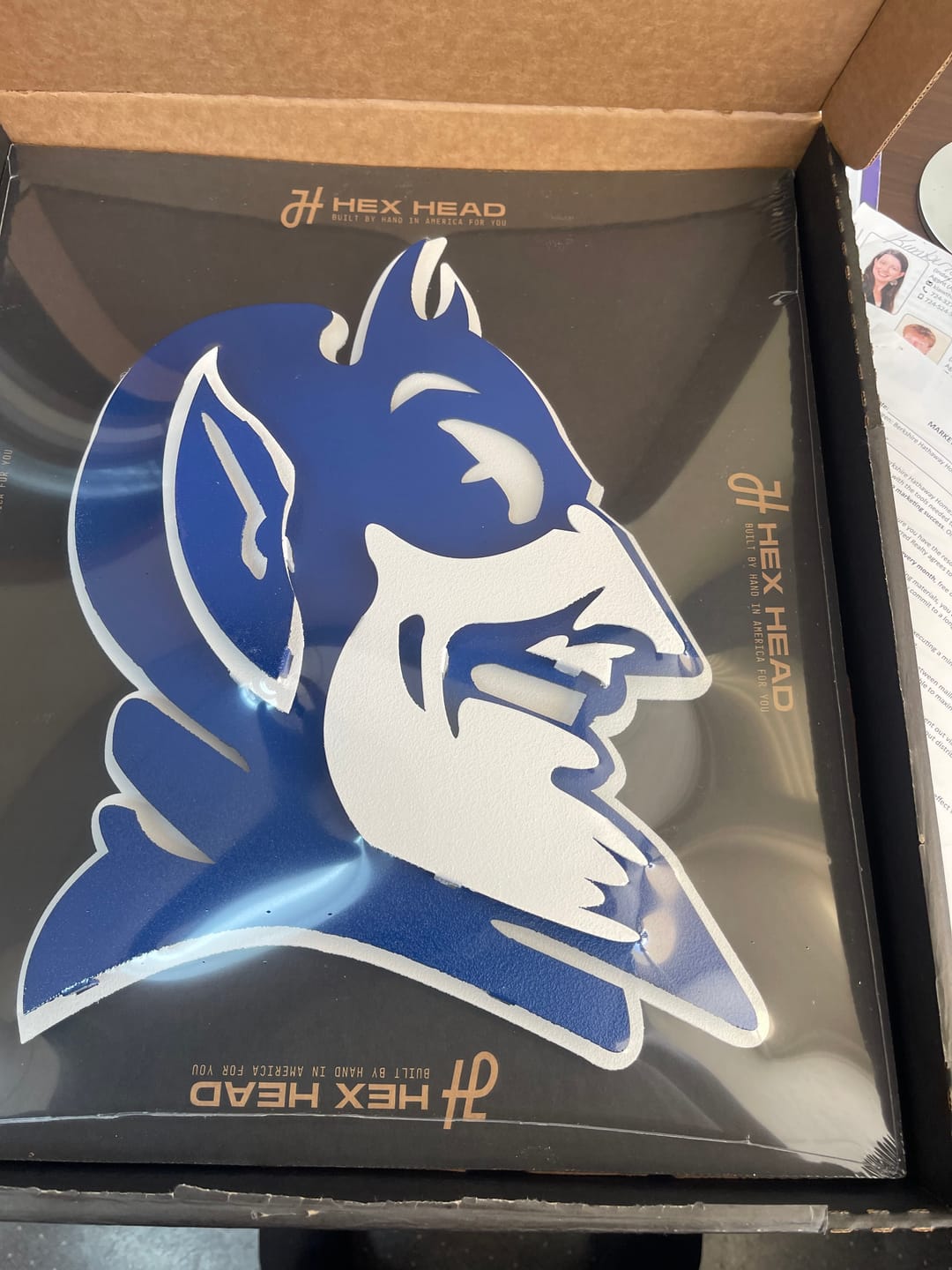 Customer photo review of Duke Blue Devil Mascot 3D Vintage Metal Wall Art