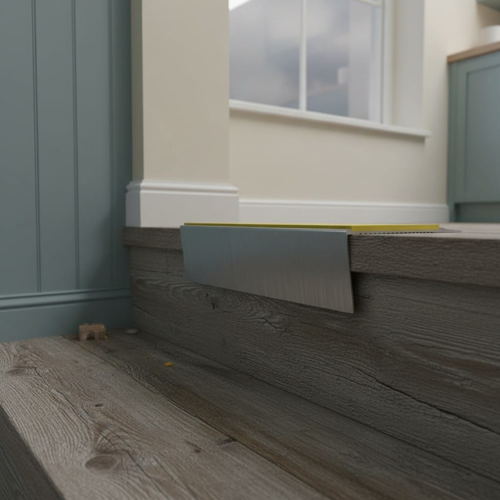 Customer photo review of Rake Back Single Channel Aluminium Stair Nosing Ramp Back Profile 2.44m Length Slip-Resistant PVC Inserts For Vinyl, LVT, Wood Flooring
