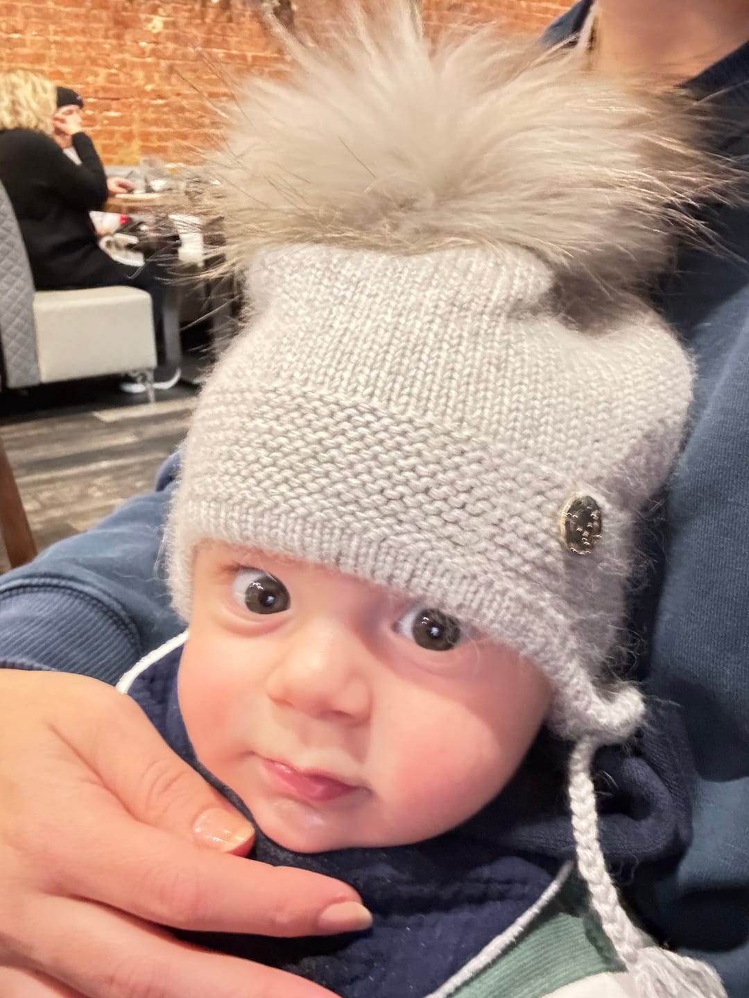 Customer photo review of Cashmere Aviator Pom Hat