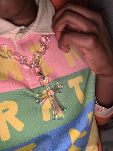 Customer photo review of Opal Cross Link Necklace