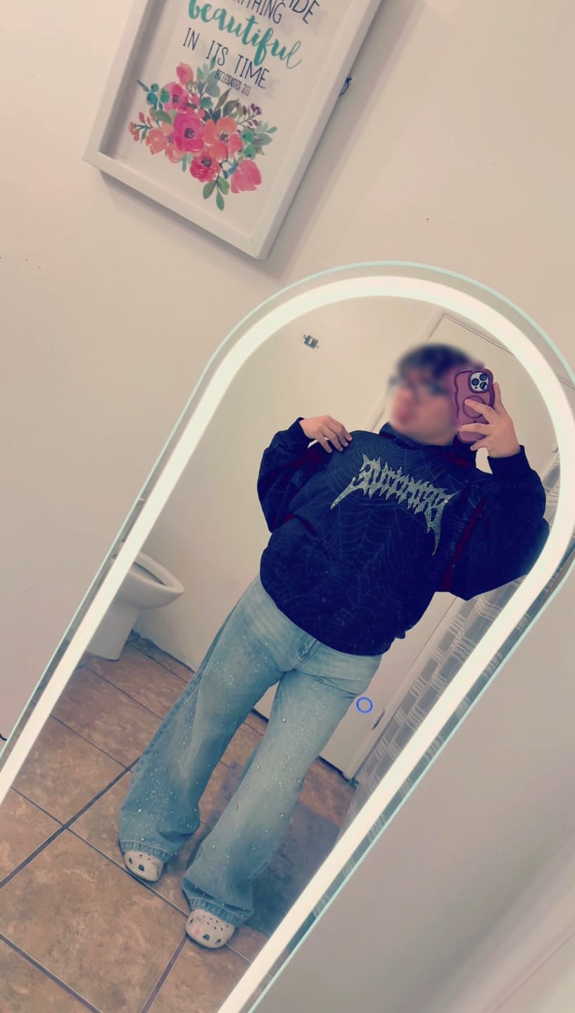Customer photo review of Aelfric Eden Rhinestone Baggy Jeans