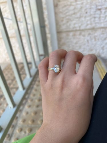 Customer photo review of Oval Hidden Halo Engagement Ring