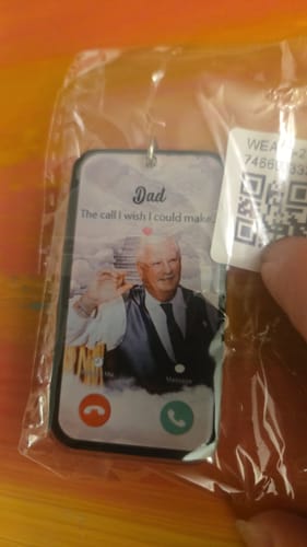 Customer photo review of The Call I Wish I Could Take Memorial Sympathy Gift Remembrance Keepsake Photo Personalized Acrylic Keychain