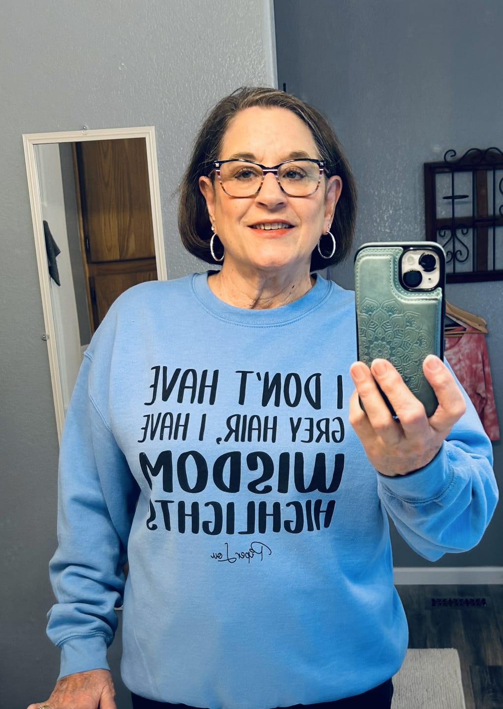 Customer photo review of Wisdom Highlights Graphic Crewneck Sweatshirt