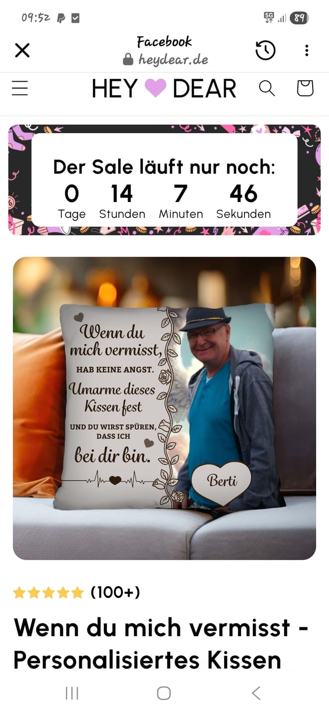 Customer photo review of Wenn du mich vermisst - Personalisiertes Kissen
