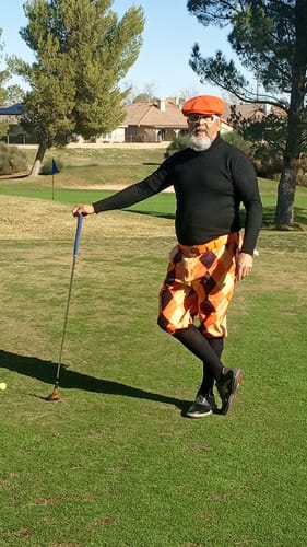 Customer photo review of Halloween Black Light Yellow Orange Argyle Men's Golf Knickers Pants