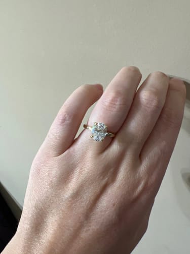 Customer photo review of Oval Hidden Halo Engagement Ring