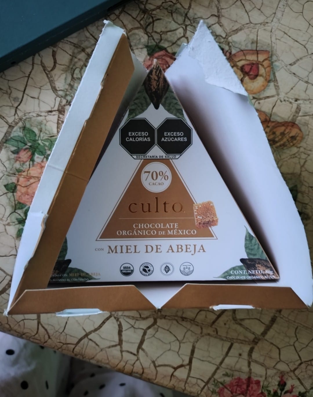 Customer photo review of Chocolate Orgánico Culto 70% 80gr con Miel de Abeja (T)