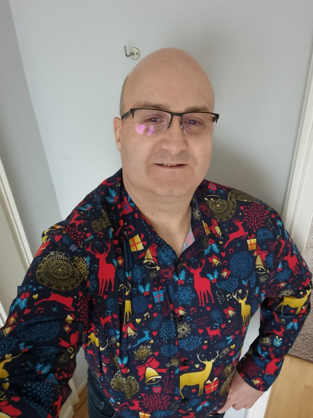 Customer photo review of Herren Weihnachts Langarmhemd aus Baumwolle Blau
