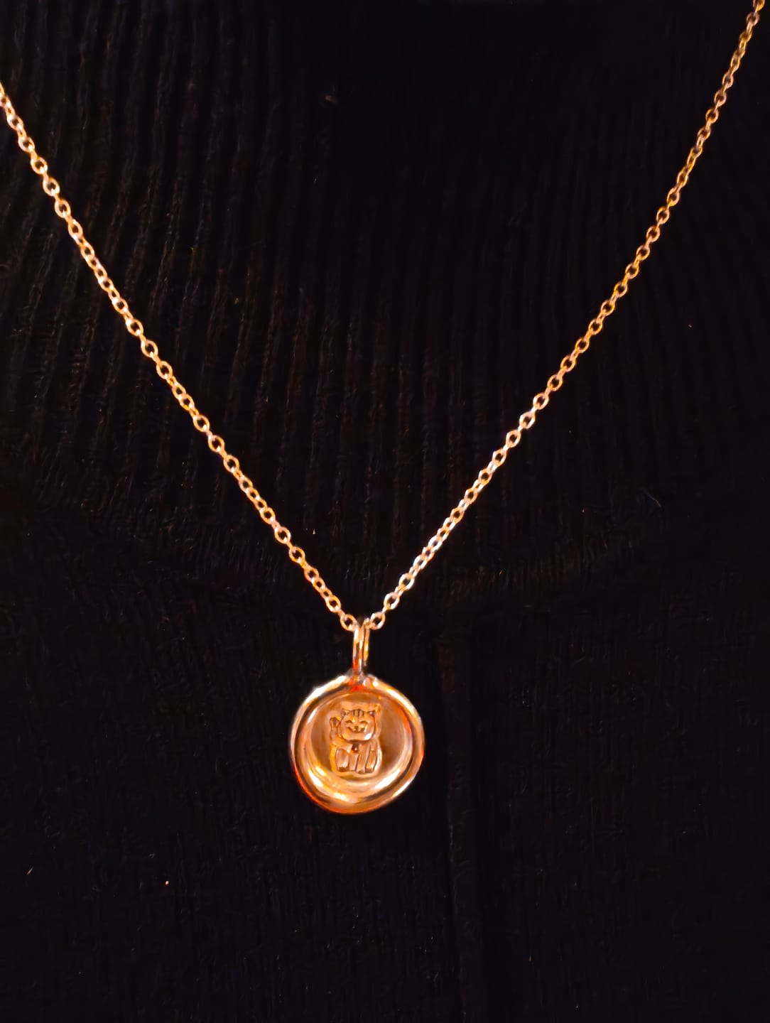 Customer photo review of Lucky Cat Charm Pendant Necklace