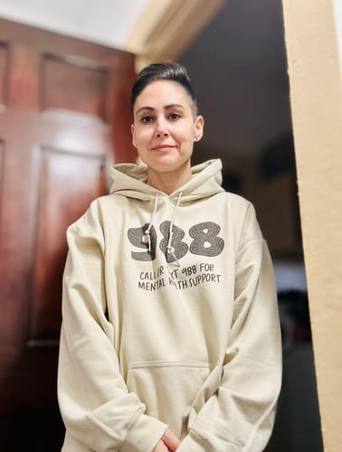 Customer photo review of 988: Call Or Text For Mental Health Support - Hoodie