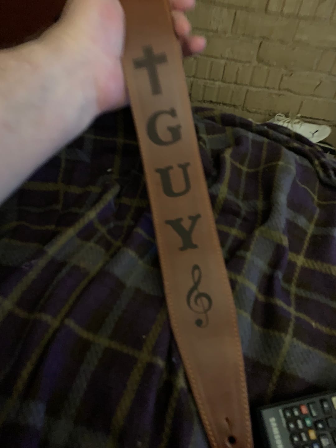 Customer photo review of Leather Guitar Strap Custom