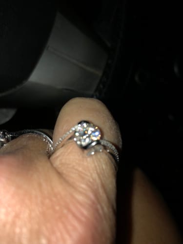 Customer photo review of Moissanite Fashion Flower Side Stone Sterling Silver Wedding Ring