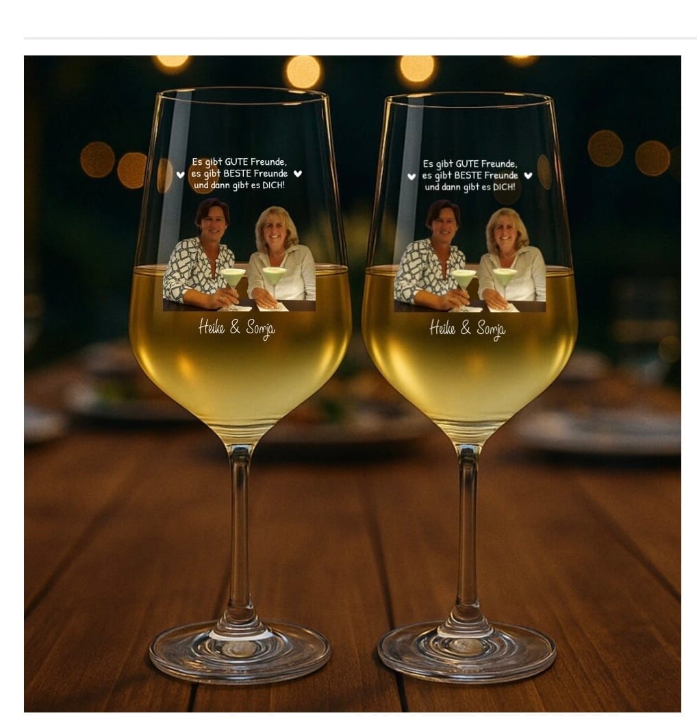 Customer photo review of Besties - Bedrucktes Weinglas mit Foto für beste Freundinnen