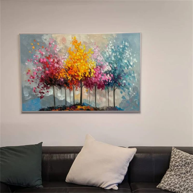 Customer photo review of Colorful  Tree Textured Painting Canvas #TP010