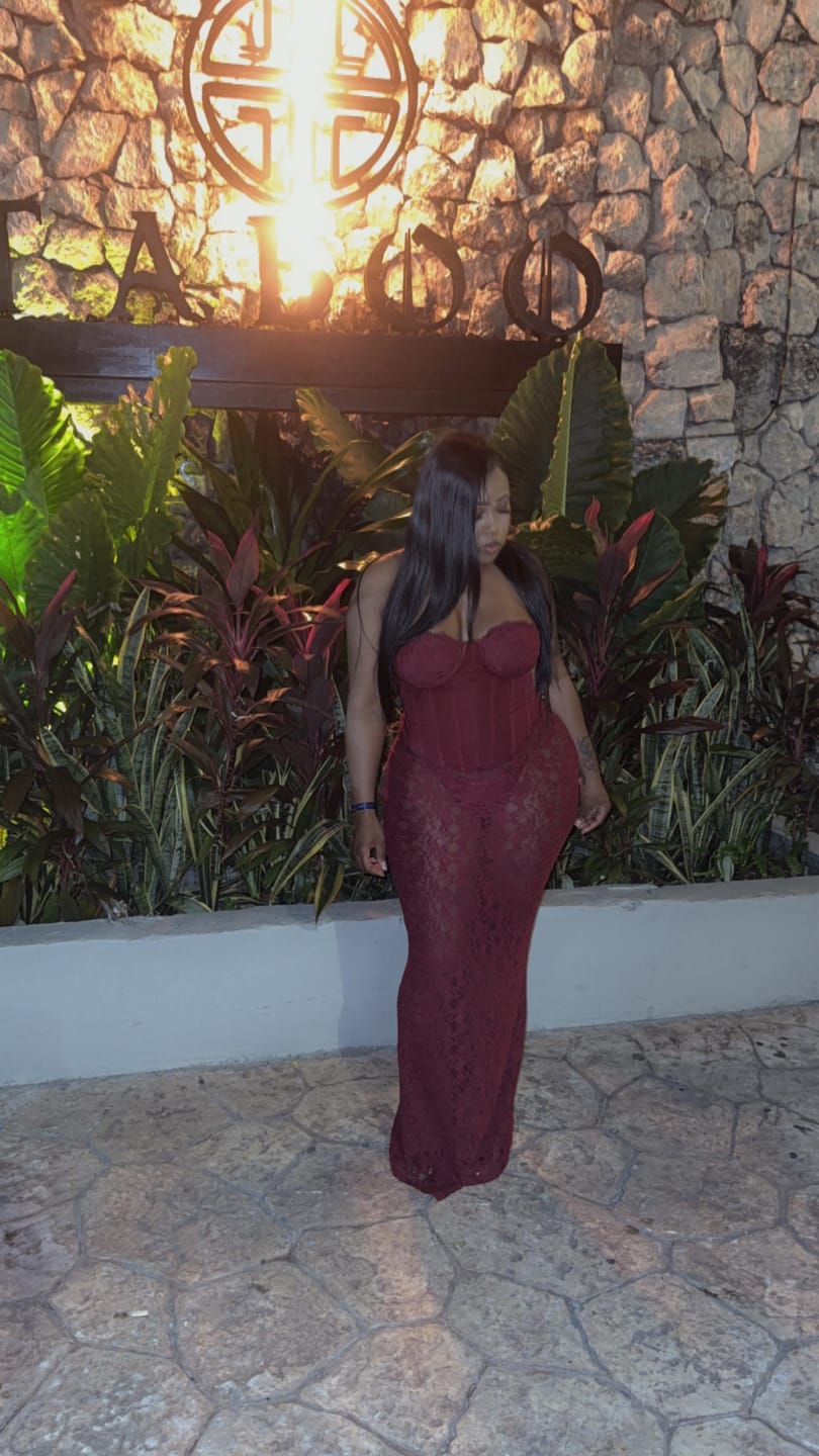 Customer photo review of Maila Lace Corset Maxi Dress With Underwear