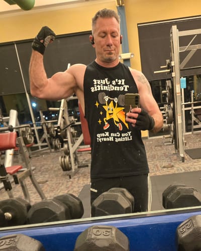 Customer photo review of It's Just Tendinitis T-Shirt