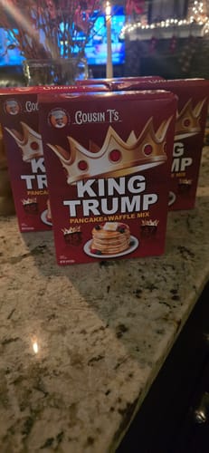 Customer photo review of Cousin T's Gourmet King Trump Pancake & Waffle Mix