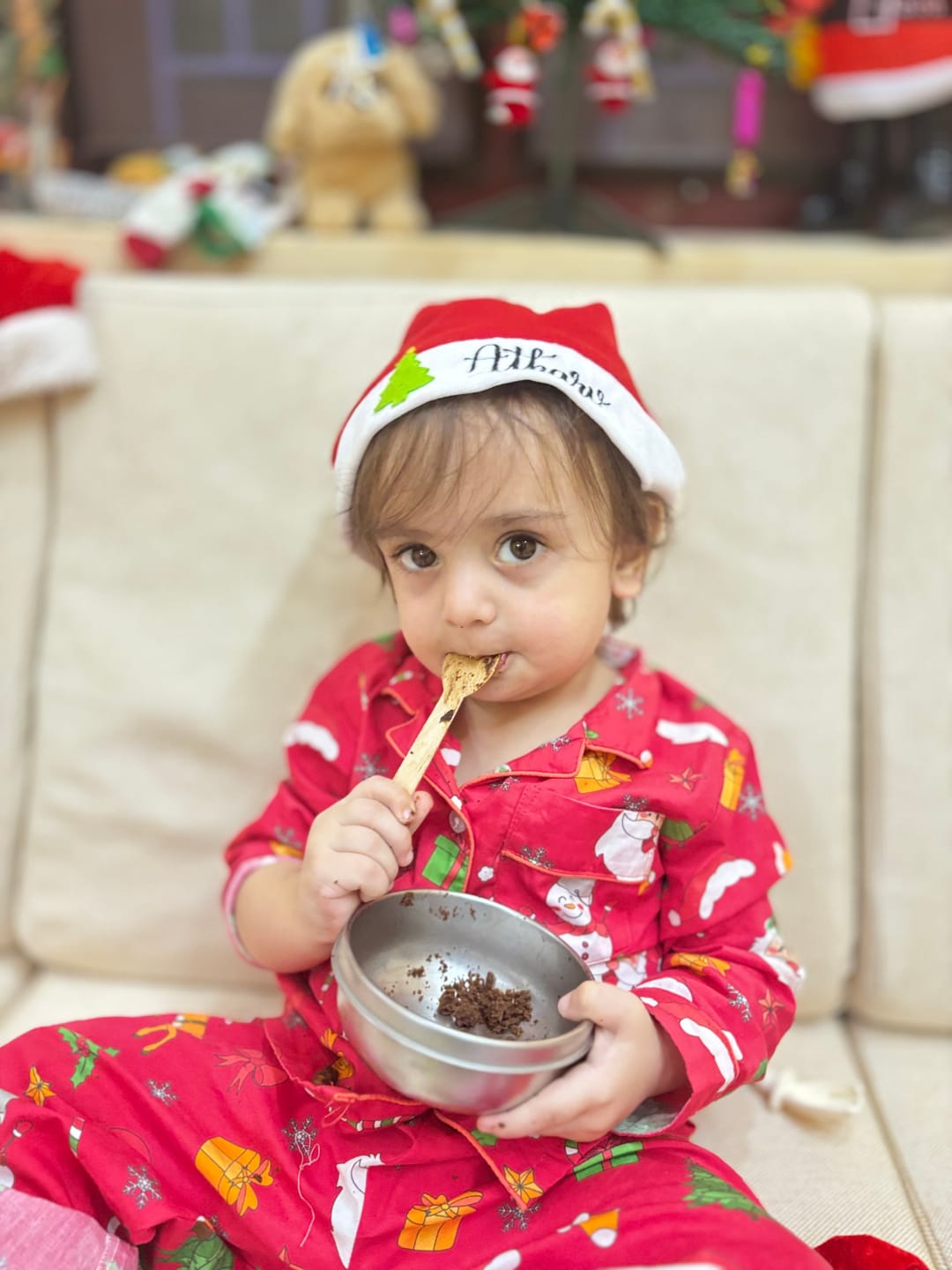 Customer photo review of Red Santa and Snowman Night Suit