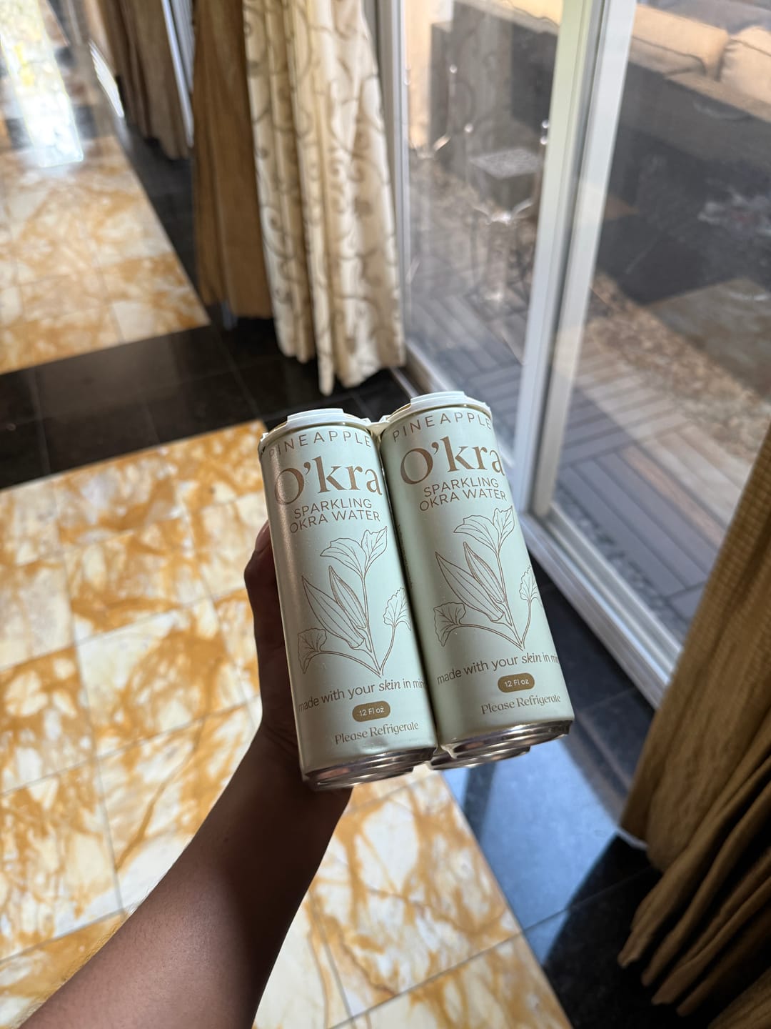 Customer photo review of O’kra – Sparkling Okra Water (Pineapple) | Hydration & Skin Health