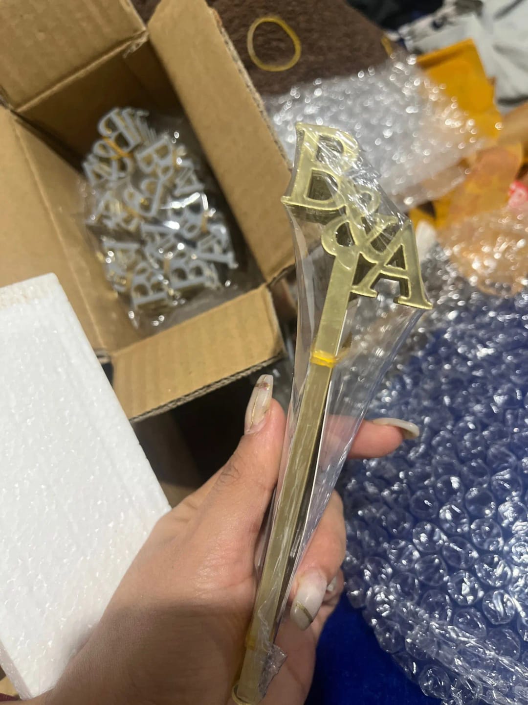 Customer photo review of Personalized Acrylic Cocktail Stirrers for Weddings & Events