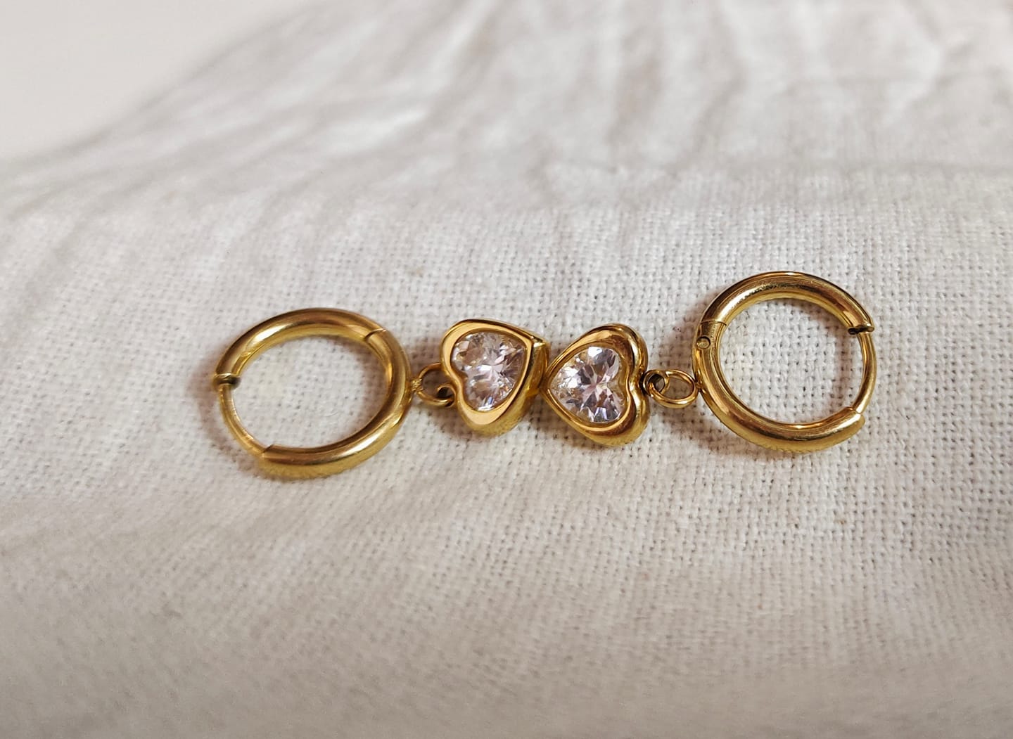 Customer photo review of Gemini Heart Hoops