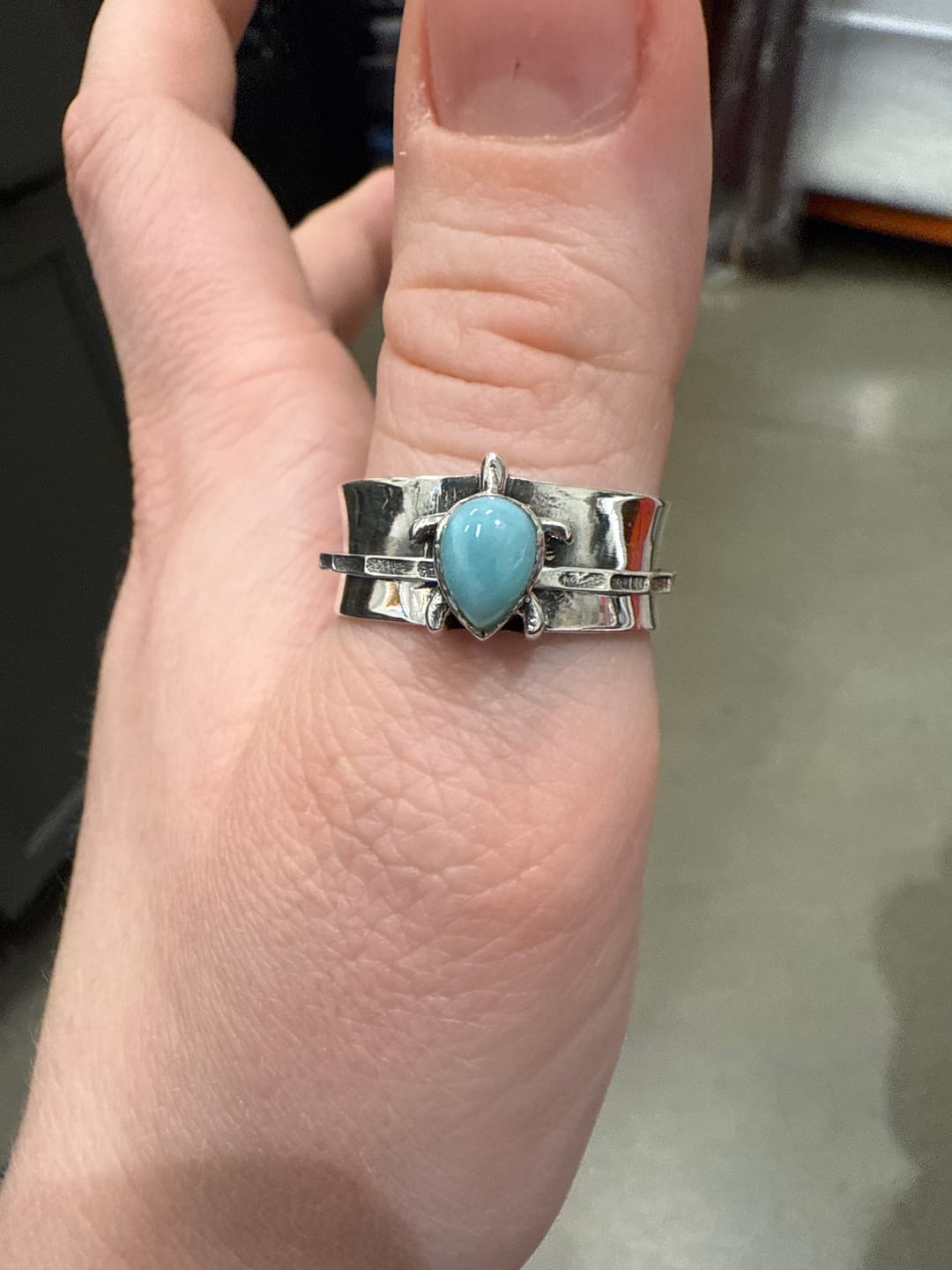 Customer photo review of Turtle Larimar Fidget Ring