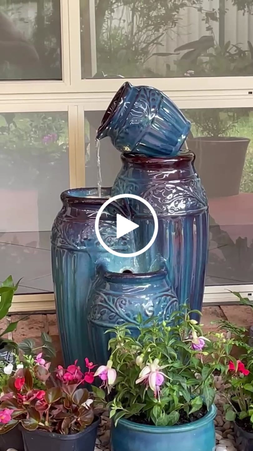 Customer video review of Cora 3-Tier Ceramic Pots Water Feature - Perfect for Outdoors