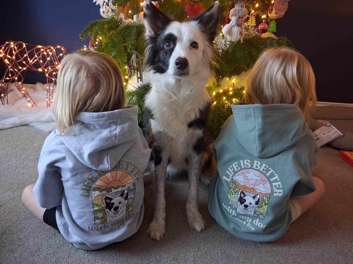 Customer photo review of Personalised Kids Life is Better with your dog Hoody