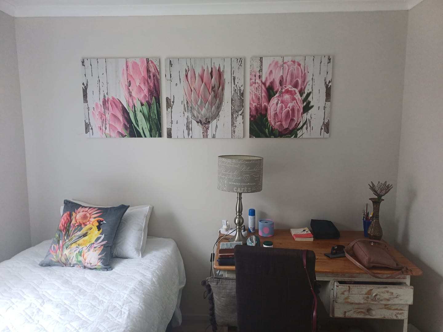 Customer photo review of Wooden Wall Art | 3 Set | Floral | Protea