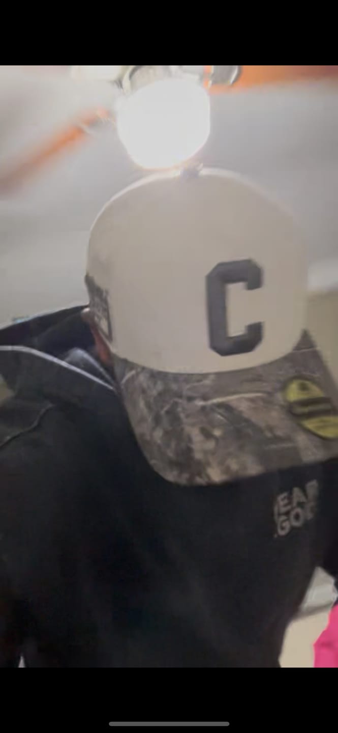 Customer photo review of CONSECRATED Premium SnapBack (Structured) - Cream/Malta Woodland Camo