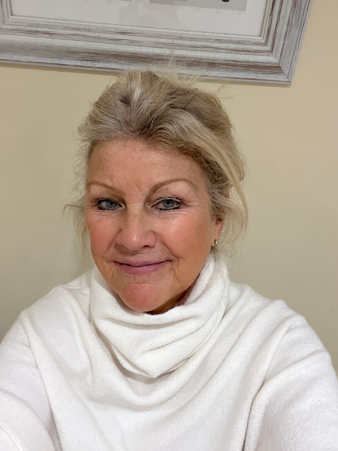 Customer photo review of Asymmetric Draped Roll Neck Jumper - Cream