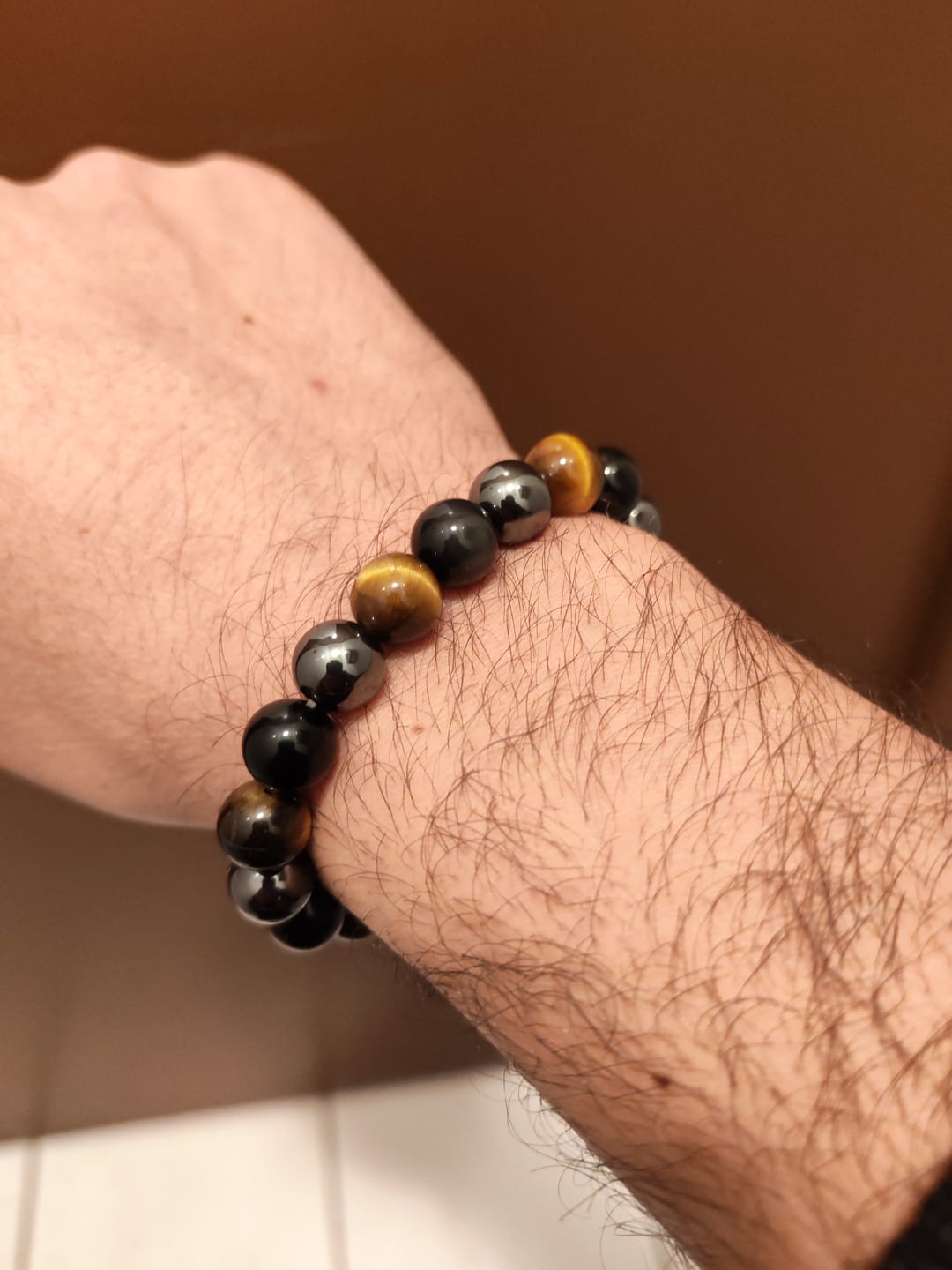Customer photo review of Bracelet "3 Protections" en Oeil de Tigre, Hématite & Obsidienne Noire