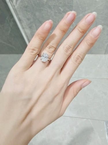 Customer photo review of Oval Hidden Halo Engagement Ring