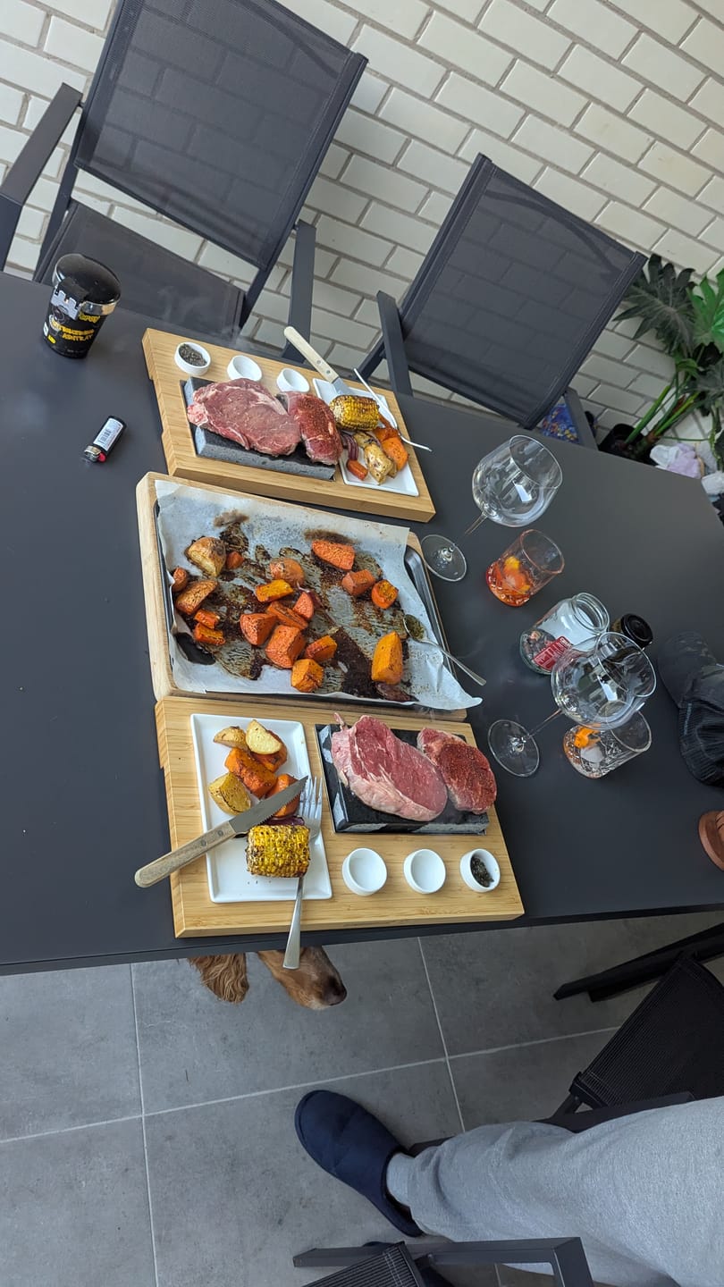 Customer photo review of The SteakStones Sizzling Steak Set