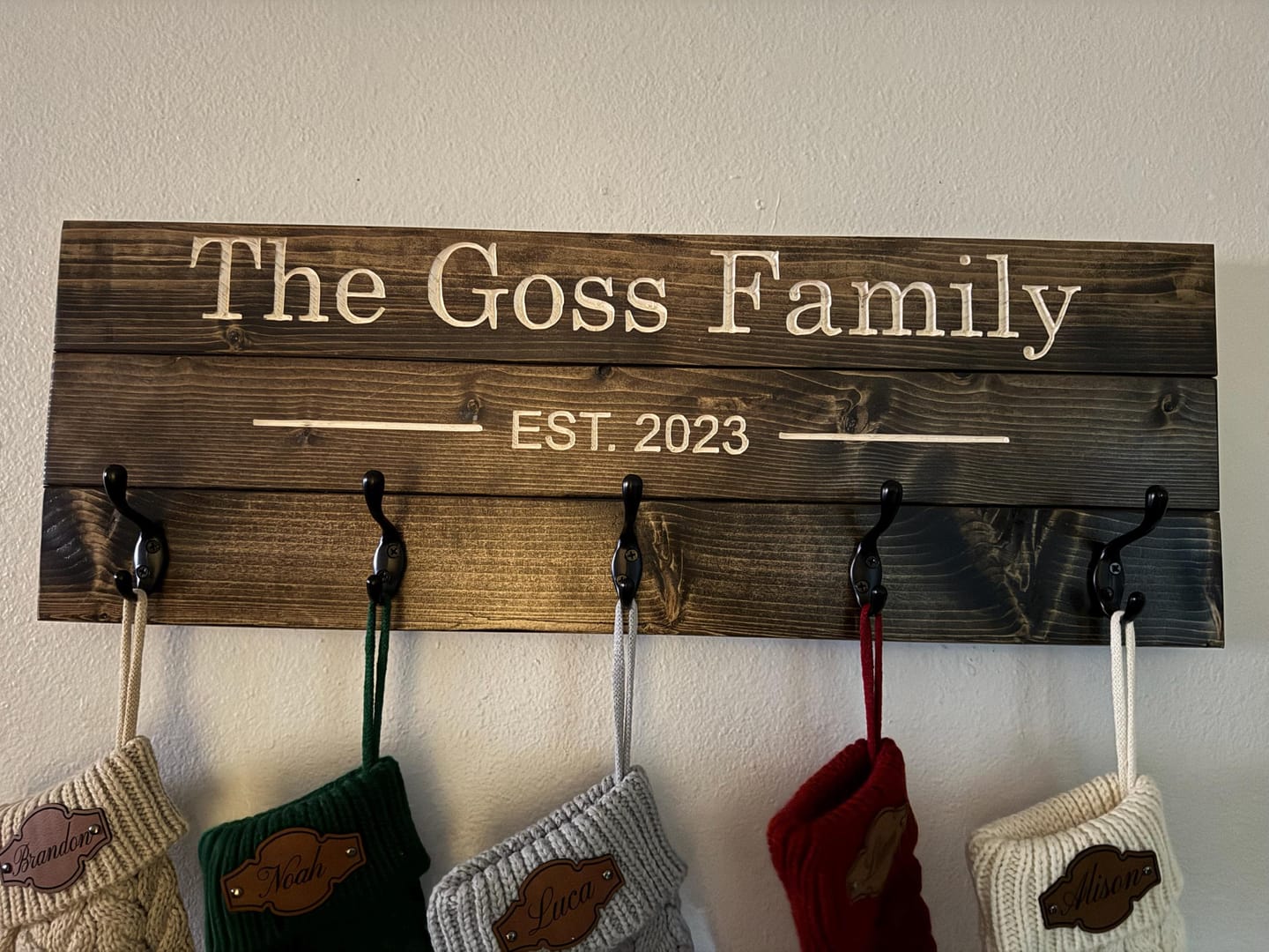 Customer photo review of Personalized Family Coat Rack - Light