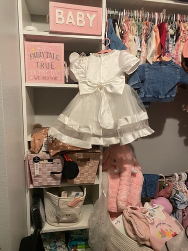 Customer photo review of Baptism Dresses Baby Girl Summer White Bead Puffy Mesh Birthday Party Dress