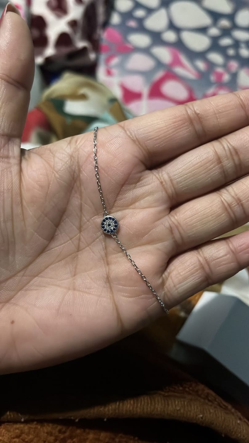 Customer photo review of Silver Evil Eye Bracelet