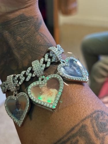 Customer photo review of Hearts Photo Cuban Bracelet