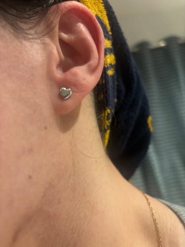 Customer photo review of Amore Little Heart Stud Earrings